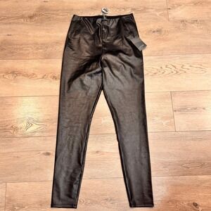 NWT LYSSE Vegan Leather Pants Black High Rise Stretch Slim Fit Womens Medium M